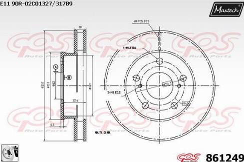 Maxtech 861249.0080 - Brake Disc autospares.lv