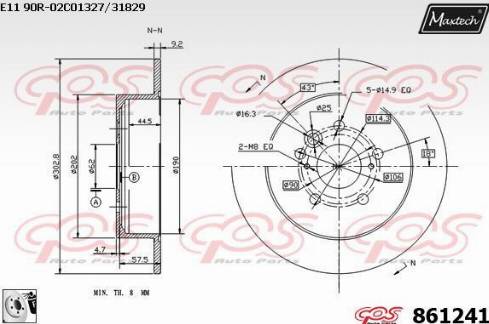 Maxtech 861241.0080 - Brake Disc autospares.lv