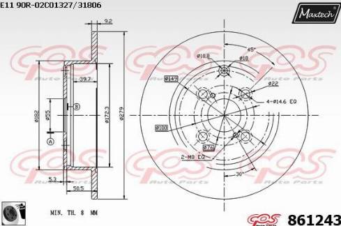 Maxtech 861243.0060 - Brake Disc autospares.lv