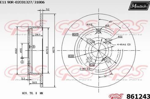 Maxtech 861243.0000 - Brake Disc autospares.lv