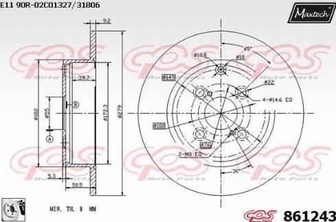 Maxtech 861243.0080 - Brake Disc autospares.lv