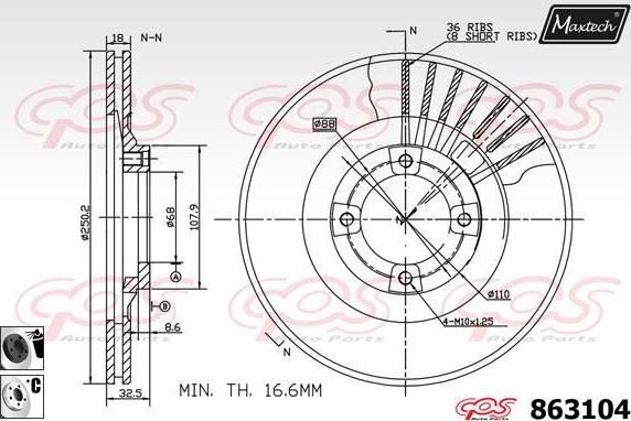 Maxtech 861247 - Brake Disc autospares.lv