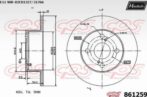 Maxtech 861259.0000 - Brake Disc autospares.lv