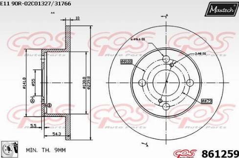 Maxtech 861259.0080 - Brake Disc autospares.lv