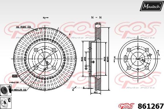 Maxtech 861252 - Brake Disc autospares.lv