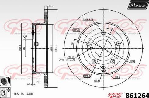 Maxtech 861264.6060 - Brake Disc autospares.lv