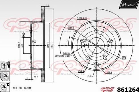 Maxtech 861264.6880 - Brake Disc autospares.lv