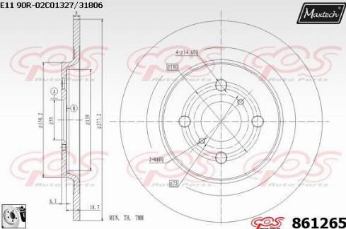 Maxtech 861265.0080 - Brake Disc autospares.lv