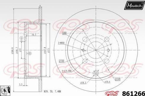 Maxtech 861266.0080 - Brake Disc autospares.lv