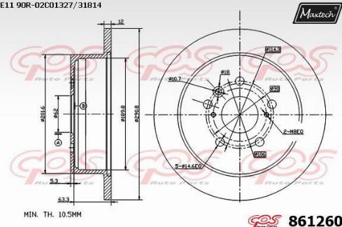 Maxtech 861260.0000 - Brake Disc autospares.lv