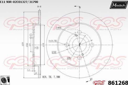 Maxtech 861268.0060 - Brake Disc autospares.lv