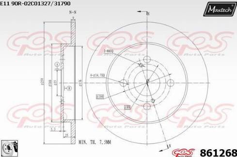 Maxtech 861268.0080 - Brake Disc autospares.lv