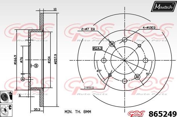 Maxtech 861209 - Brake Disc autospares.lv