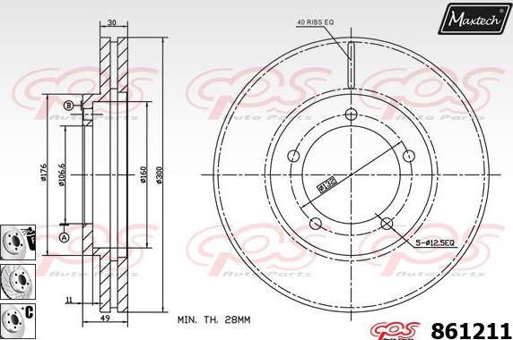 Maxtech 861201 - Brake Disc autospares.lv