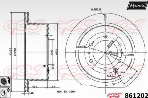 Maxtech 861202.6060 - Brake Disc autospares.lv