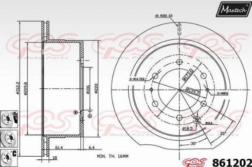 Maxtech 861202.6880 - Brake Disc autospares.lv