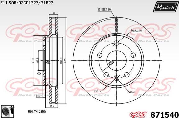 Maxtech 861202 - Brake Disc autospares.lv