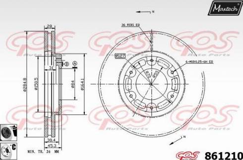 Maxtech 861210.6060 - Brake Disc autospares.lv