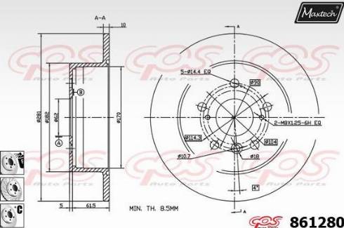 Maxtech 861280.6980 - Brake Disc autospares.lv