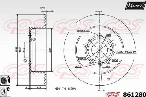 Maxtech 861280.6060 - Brake Disc autospares.lv