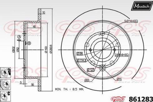 Maxtech 861283.6880 - Brake Disc autospares.lv