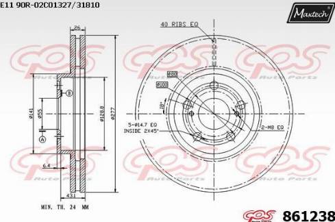 Maxtech 861238.0000 - Brake Disc autospares.lv