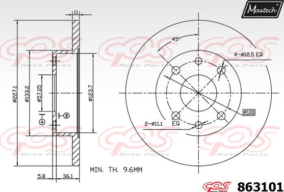 Maxtech 861238 - Brake Disc autospares.lv