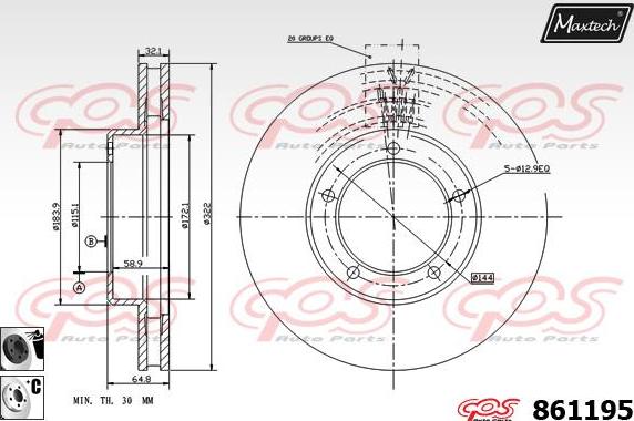 Maxtech 861232 - Brake Disc autospares.lv