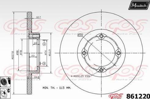 Maxtech 861220.6060 - Brake Disc autospares.lv