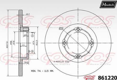 Maxtech 861220.0000 - Brake Disc autospares.lv