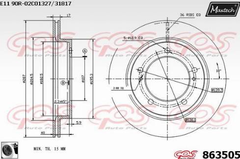 Maxtech 863505.0060 - Brake Disc autospares.lv