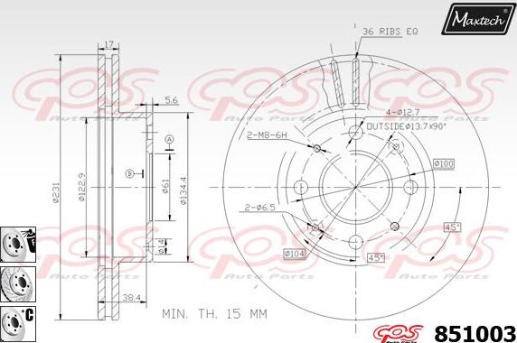 Maxtech 863505 - Brake Disc autospares.lv