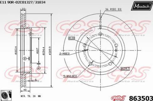 Maxtech 863503.0060 - Brake Disc autospares.lv