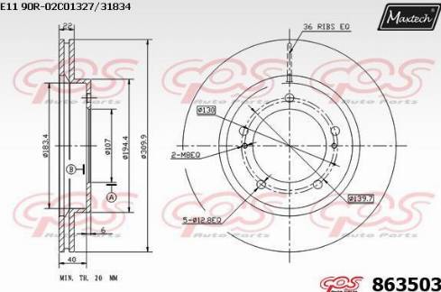 Maxtech 863503.0000 - Brake Disc autospares.lv