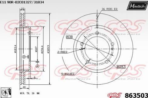 Maxtech 863503.0080 - Brake Disc autospares.lv