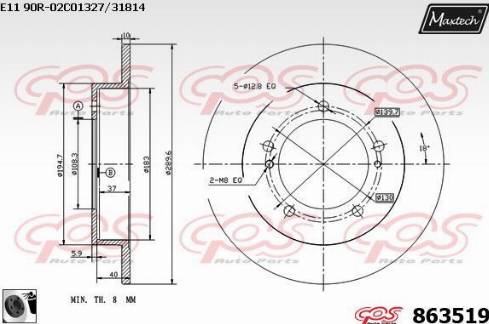 Maxtech 863519.0060 - Brake Disc autospares.lv