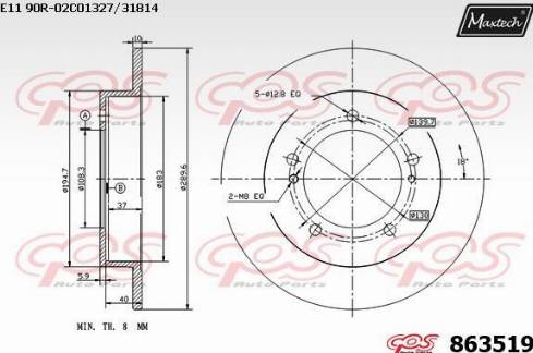 Maxtech 863519.0000 - Brake Disc autospares.lv