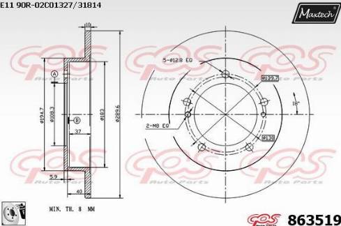 Maxtech 863519.0080 - Brake Disc autospares.lv