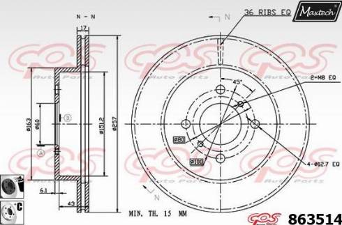 Maxtech 863514.6060 - Brake Disc autospares.lv