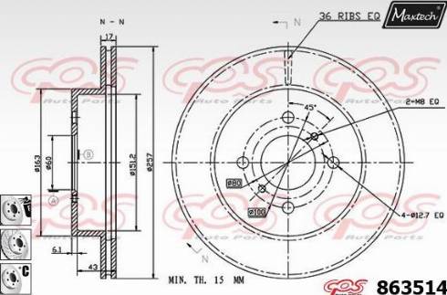 Maxtech 863514.6980 - Brake Disc autospares.lv