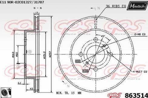 Maxtech 863514.0060 - Brake Disc autospares.lv