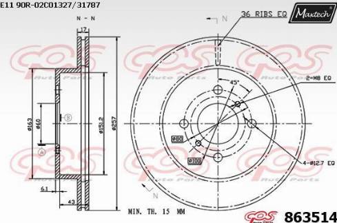 Maxtech 863514.0000 - Brake Disc autospares.lv