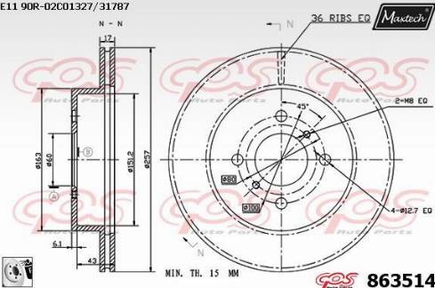 Maxtech 863514.0080 - Brake Disc autospares.lv