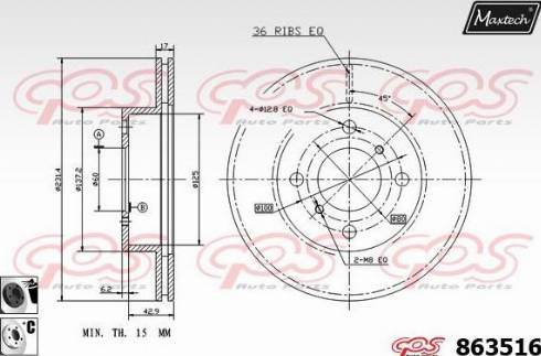 Maxtech 863516.6060 - Brake Disc autospares.lv