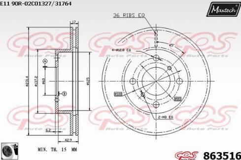 Maxtech 863516.0060 - Brake Disc autospares.lv