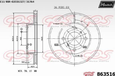 Maxtech 863516.0000 - Brake Disc autospares.lv