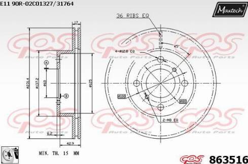 Maxtech 863516.0080 - Brake Disc autospares.lv