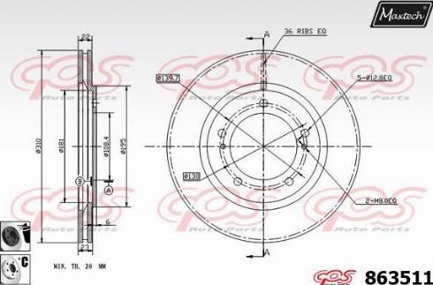 Maxtech 863511.6060 - Brake Disc autospares.lv