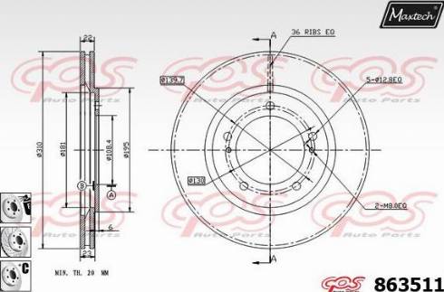 Maxtech 863511.6880 - Brake Disc autospares.lv