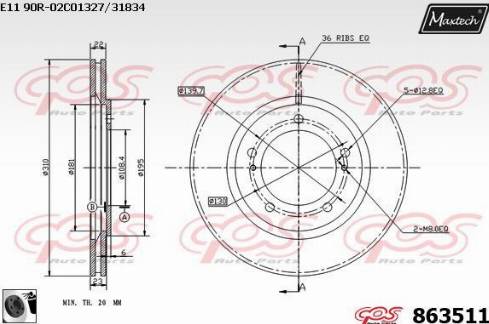 Maxtech 863511.0060 - Brake Disc autospares.lv